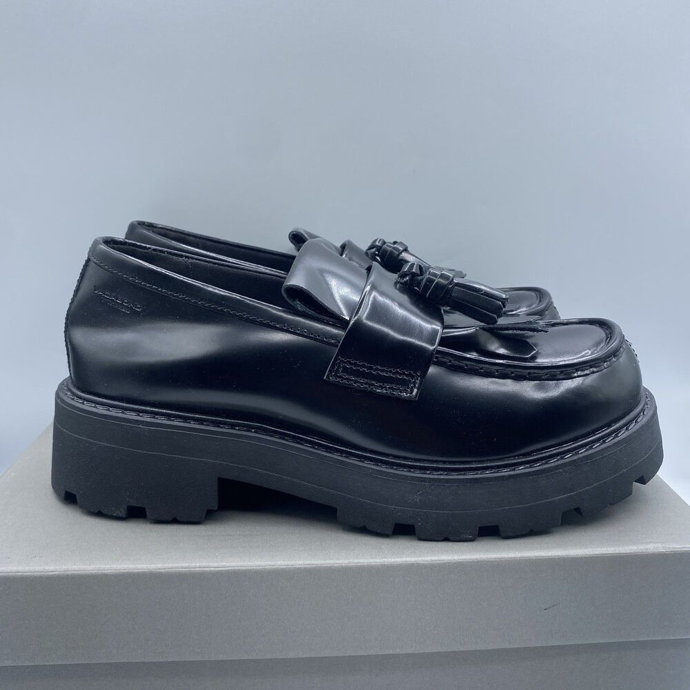 Vagabond Cosmo 2.0 Loafers Women 9 EU 39 Black Tassel Shoes Chunky Sole Boho NWB - Picture 7 of 15